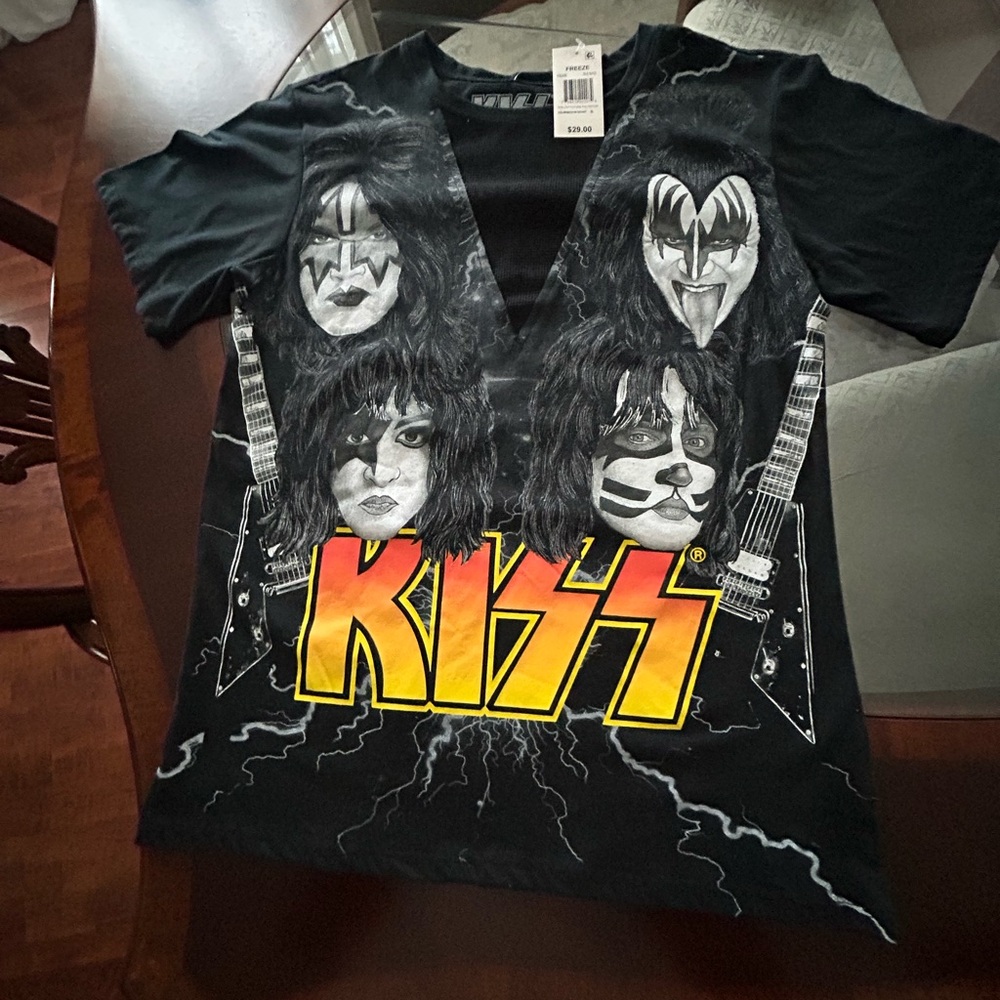 Kiss Black and Yellow Ladies Band Tee